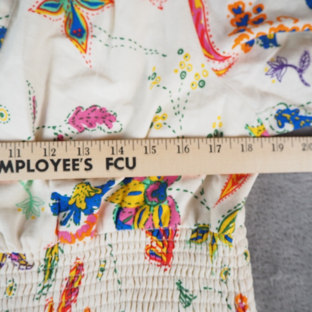 Sugarlips Cornelia Linen Blend Maxi Dress Sz XL Tired Smock Waist Boho Floral - Picture 8 of 15